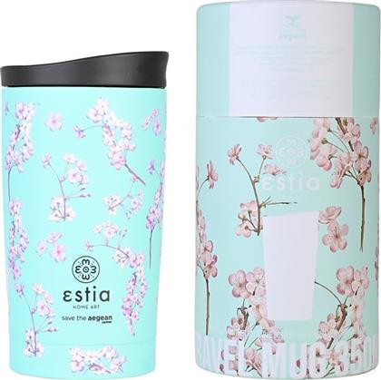 Estia Travel Mug Save The Aegean Ποτήρι Θερμός Ανοξείδωτο BPA Free Blossom Green από το e-shop