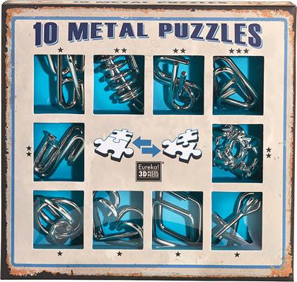 Eureka Puzzles 10 Puzzles Γρίφος από Μέταλλο Blue για 8+ Ετών 10-B