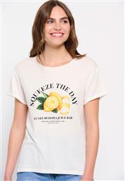 Funky Buddha FBL007-15104 Γυναικείο Αθλητικό T-shirt Λευκό