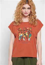 Funky Buddha FBL007-18504 Γυναικείο Αθλητικό T-shirt Πορτοκαλί