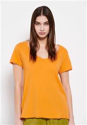 Funky Buddha Γυναικείο Αθλητικό T-shirt με V Λαιμόκοψη Πορτοκαλί