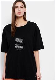 Funky Buddha Γυναικείο T-shirt Μαύρο με Στάμπα