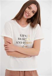 Funky Buddha Γυναικείο T-shirt Off White από το Plus4u