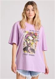 Funky Buddha Γυναικείο T-shirt Ριγέ Λιλά από το Funky Buddha