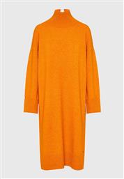 Funky Buddha Midi Φόρεμα Πλεκτό με Σκίσιμο Πορτοκαλί από το Funky Buddha