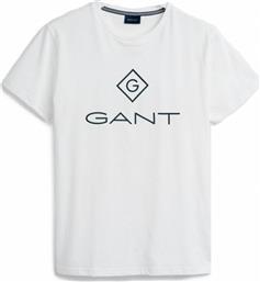 Gant Ανδρικό T-shirt Λευκό με Λογότυπο από το Cosmos Sport