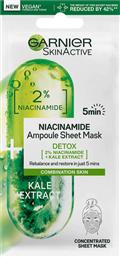 Garnier SkinActive Kale and 2% Niacinamide Detox Ampoule Sheet Μάσκα Προσώπου για Αποτοξίνωση 15gr από το Pharm24