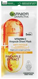Garnier SkinActive Pineapple and 1% Vitamin C Ampoule Sheet Μάσκα Προσώπου για Ενυδάτωση 15gr από το e-Fresh