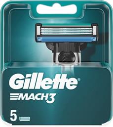 Gillette Mach3 Ανταλλακτικές Κεφαλές με 3 Λεπίδες και Λιπαντική Ταινία 5τμχ από το Pharm24
