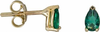 Γυναικεία χρυσά σκουλαρίκια Κ9 με πράσινο ζιργκόν σε δάκρυ 034266 034266 Χρυσός 9 Καράτια