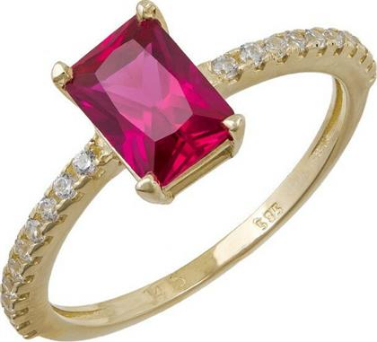 Γυναικείο δαχτυλίδι Κ14 με κόκκινο ζιργκόν 039596 039596 Χρυσός 14 Καράτια από το Kosmima24
