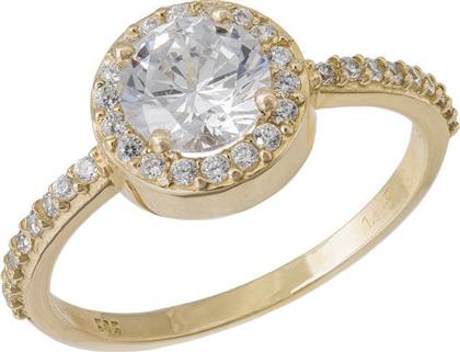Γυναικείο δαχτυλίδι Κ14 στρογγυλή ροζέτα με ζιργκόν 035628 035628 Χρυσός 14 Καράτια