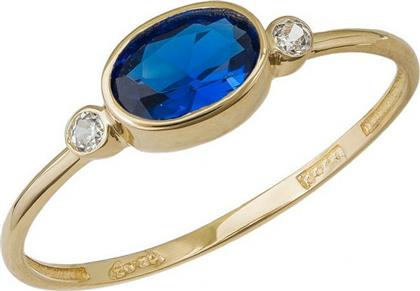 Γυναικείο δαχτυλίδι με μπλε και λευκά ζιργκόν Κ14 038145 038145 Χρυσός 14 Καράτια