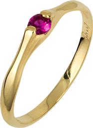 Γυναικείο δαχτυλίδι με κόκκινη ζιργκόν 14Κ 024750 024750 Χρυσός 14 Καράτια