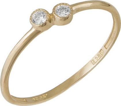 Γυναικείο δαχτυλίδι με λευκά ζιργκόν σε καστόνια Κ14 038286 038286 Χρυσός 14 Καράτια