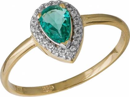 Γυναικείο δαχτυλίδι με ροζέτα δάκρυ σε χρυσό Κ14 και ζιργκόν 035181 035181 Χρυσός 14 Καράτια
