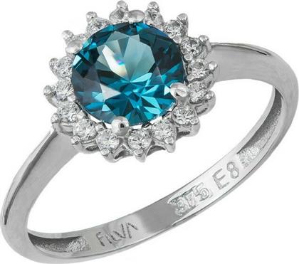 Γυναικείο δαχτυλίδι με ροζέτα London Blue Κ9 038890 038890 Χρυσός 9 Καράτια από το Kosmima24