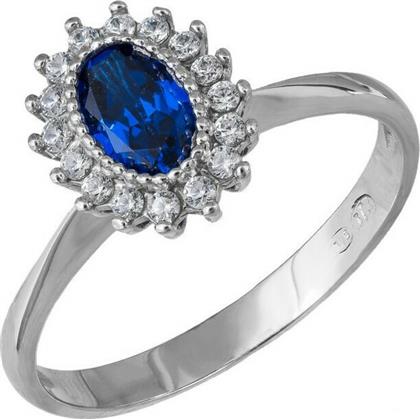 Γυναικείο δαχτυλίδι ροζέτα με μπλε πέτρα Κ14 038432 038432 Χρυσός 14 Καράτια από το Kosmima24