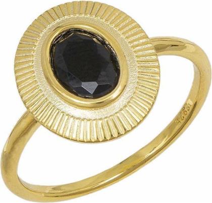 Γυναικείο επίχρυσο δαχτυλίδι Honor Black Stone 925 60102041440C-7 60102041440C-7 Ασήμι