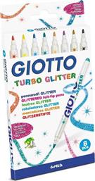 Giotto Turbo Glitter Glitter Μαρκαδόροι Ζωγραφικής Λεπτοί σε 8 Χρώματα