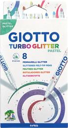 Giotto Turbo Glitter Pastel Glitter Μαρκαδόροι Ζωγραφικής Χονδροί σε 8 Χρώματα