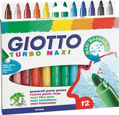 Giotto Turbo Maxi Πλενόμενοι Μαρκαδόροι Ζωγραφικής Χονδροί σε 12 Χρώματα