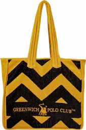 Greenwich Polo Club Υφασμάτινη Τσάντα Θαλάσσης Κίτρινη με Ρίγες