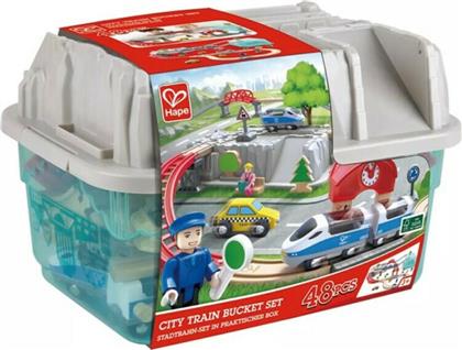 Hape City Railway and Bucket Σετ με Τρενάκι από Ξύλο για 3+ Ετών από το Moustakas Toys