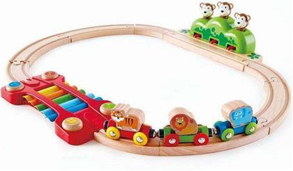 Hape Monkeys Railway Σετ με Τρενάκι από Ξύλο για 1.5+ Ετών από το Moustakas Toys
