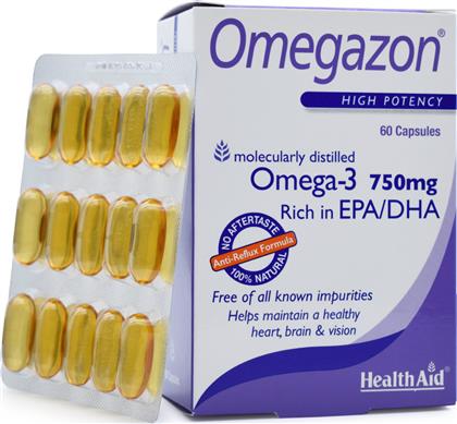 Health Aid Omegazon Omega-3 Ιχθυέλαιο 750mg 60 μαλακές κάψουλες