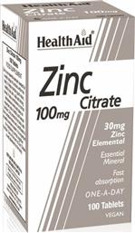 Health Aid Zinc Citrate 100mg 100 ταμπλέτες
