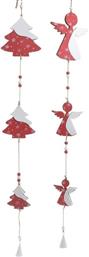 Inart Χριστουγεννιάτικο Κρεμαστό Οροφής Ξύλινο Κόκκινο 13x80cm 2τμχ (Διάφορα Σχέδια) από το Spitishop