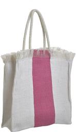 Inart Ψάθινη Τσάντα Θαλάσσης Ροζ από το Designdrops