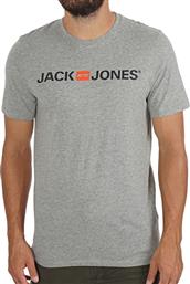 Jack & Jones Ανδρικό T-shirt Γκρι με Λογότυπο