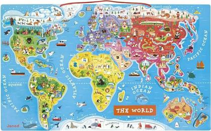 Janod Μαγνητικό Παιχνίδι Κατασκευών Παγκόσμιος Χάρτης για Παιδιά 7+ Ετών