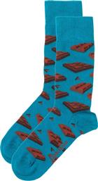 John Frank Chocolate Ανδρικές Κάλτσες με Σχέδια Μπλε