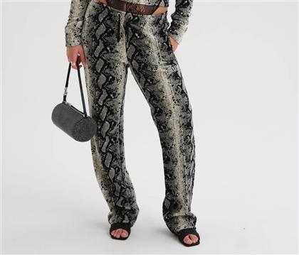 Juicy Couture Γυναικείο Ψηλόμεσο Βαμβακερό Παντελόνι με Λάστιχο σε Ίσια Γραμμή Μαύρο
