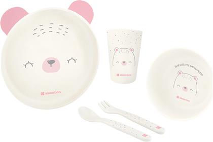 Kikka Boo Σετ Φαγητού Bear από Πλαστικό Ροζ 5τμχ για 6+ μηνών
