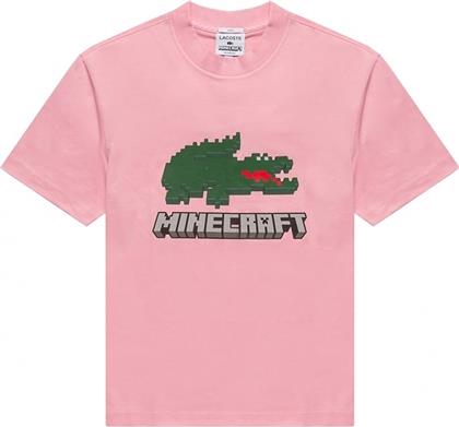 Lacoste Minecraft Ανδρικό T-shirt Ροζ με Στάμπα