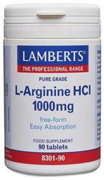 Lamberts L-Arginine HCl 1000mg 90 ταμπλέτες