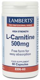 L-Carnitine Συμπλήρωμα Διατροφής με Καρνιτίνη 500mg 60 κάψουλες Lamberts από το Pharm24