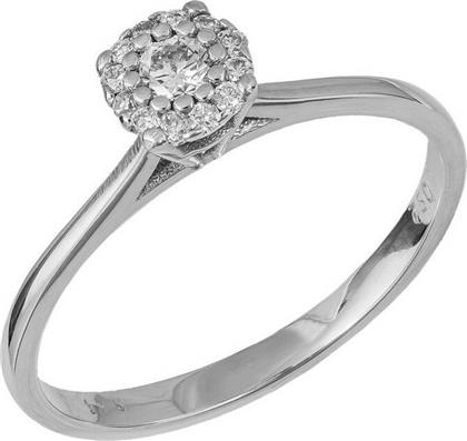 Λευκόχρυσο δαχτυλίδι Κ18 ροζέτα με μπριγιάν 037688 037688 Χρυσός 18 Καράτια