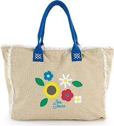 Lois Υφασμάτινη Τσάντα Θαλάσσης Floral Μπεζ από το Katoikein