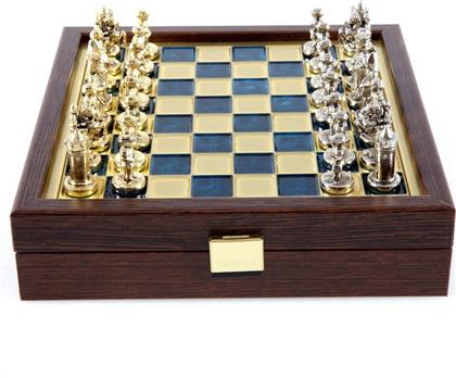 Manopoulos Βυζάντιο Κασετίνα Χειροποίητο Σκάκι Μεταλλικό Μπλε με Πιόνια 20x20cm από το Plus4u