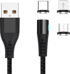 Maxlife Braided / Magnetic USB to Lightning / Type-C / micro USB Cable Μαύρο 1m (MXUC-02) από το e-shop
