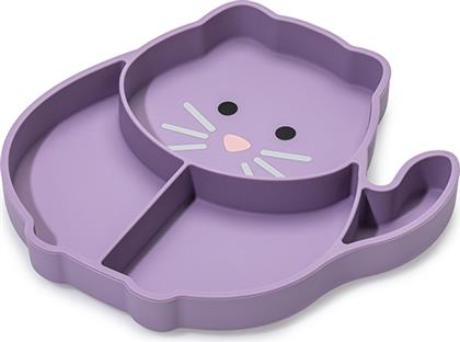 Melii Παιδικό Πιάτο Φαγητού Cat από Σιλικόνη Μωβ