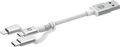 Mophie Braided USB to Lightning / Type-C / micro USB Cable Λευκό 1m (409903219) από το Designdrops