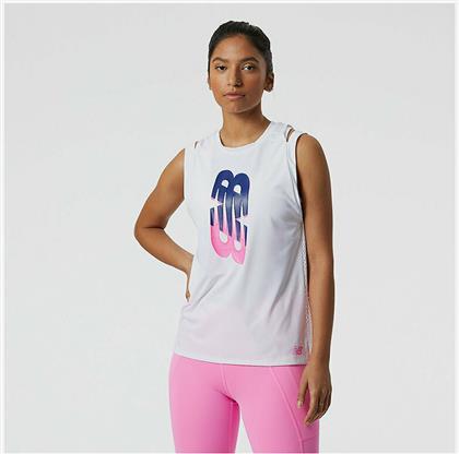 New Balance Relentless Fashion Sweat Αμάνικη Γυναικεία Αθλητική Μπλούζα Λευκή από το Cosmos Sport