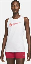Nike Dri-Fit Αμάνικη Γυναικεία Αθλητική Μπλούζα Λευκή