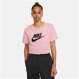 Nike Essential Γυναικείο Αθλητικό Crop Top Κοντομάνικο Ροζ Ροζ